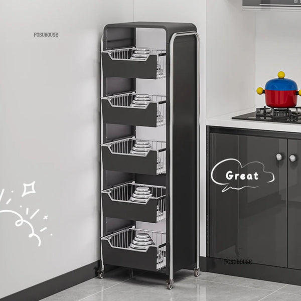 Nordic Stainless Steel Kitchen Trolley Cart Organizer with Wheels