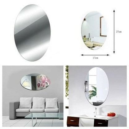 Oval Self Adhesive Room Decor Stick Mirror
