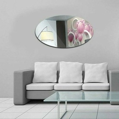 Oval Self Adhesive Room Decor Stick Mirror