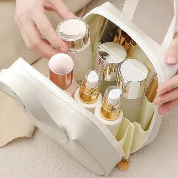 PU Large Cosmetic Bag: Stylish Makeup Organizer for Travel