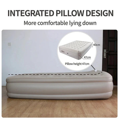 PVC Flocked Inflatable Camping Mattress with Independent Air Pump