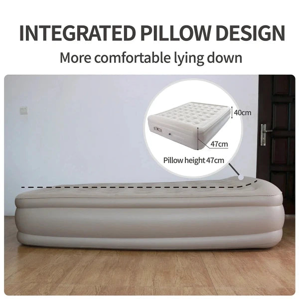 PVC Flocked Inflatable Camping Mattress with Independent Air Pump