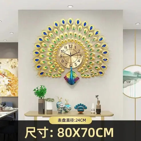 Peacock and Phoenix Large Decorative Wall Clock