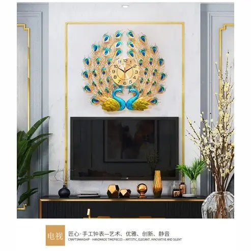 Peacock and Phoenix Large Decorative Wall Clock
