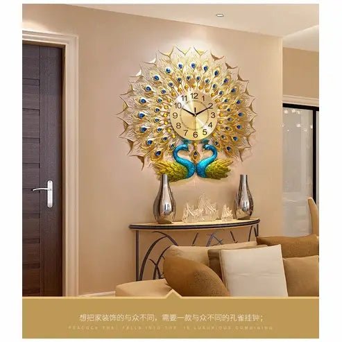 Peacock and Phoenix Large Decorative Wall Clock