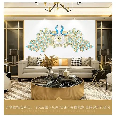 Peacock and Phoenix Large Decorative Wall Clock