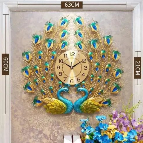 Peacock and Phoenix Large Decorative Wall Clock