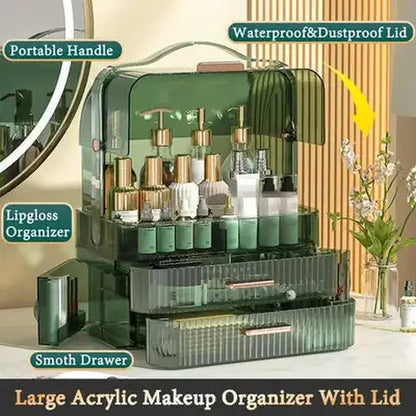 Portable Clear-Lidded Cosmetics Storage Box