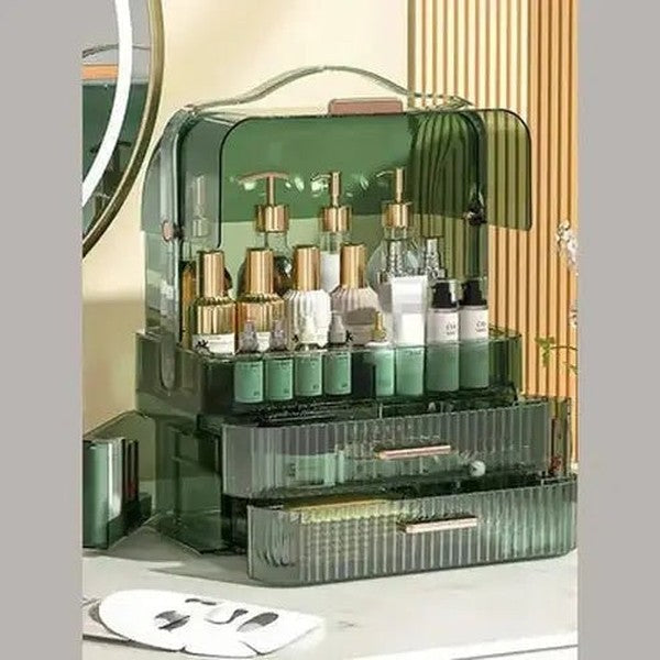Portable Clear-Lidded Cosmetics Storage Box