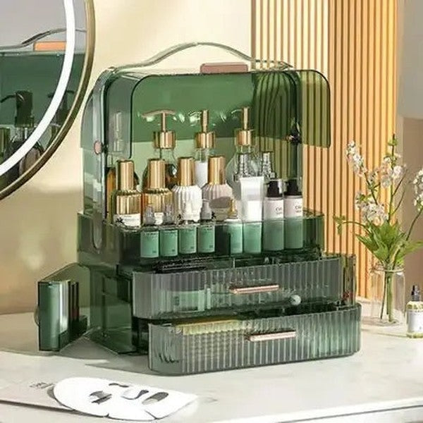Portable Clear-Lidded Cosmetics Storage Box