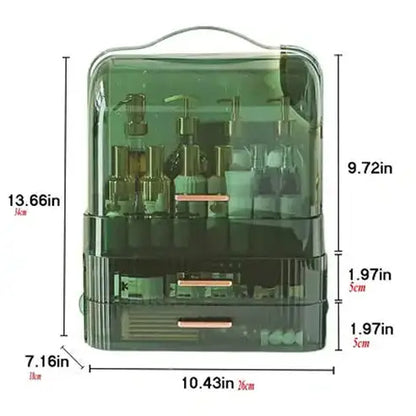 Portable Clear-Lidded Cosmetics Storage Box