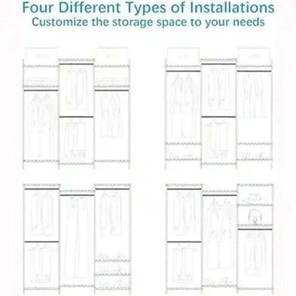 Portable Closet with 4 Hang Rods and 8 Shelves