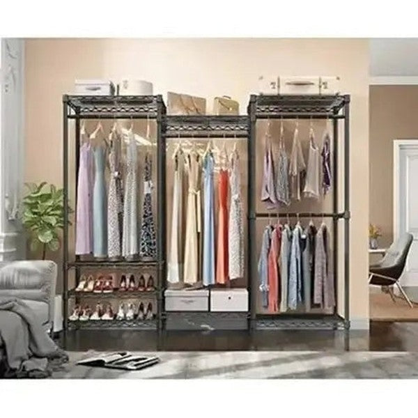 Portable Closet with 4 Hang Rods and 8 Shelves