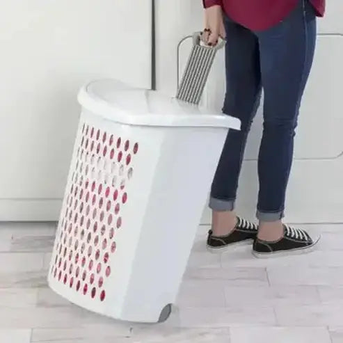 Portable Rolling Laundry Hamper with Lid, Wheels