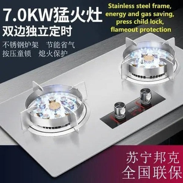 Powerful and Precise 2-Burner Stainless Steel Gas Stove