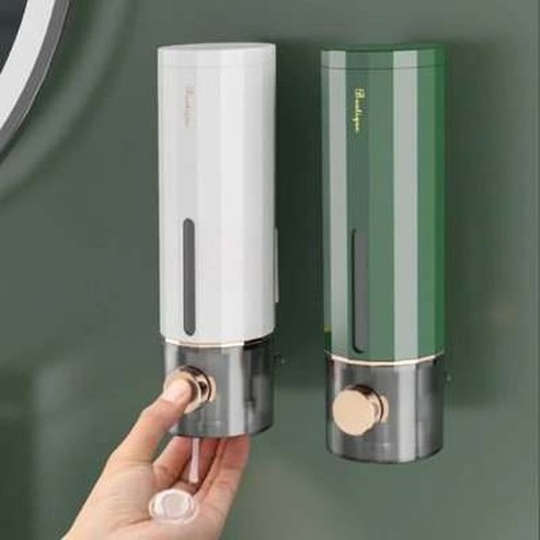 Push-button wall-mounted liquid soap dispenser