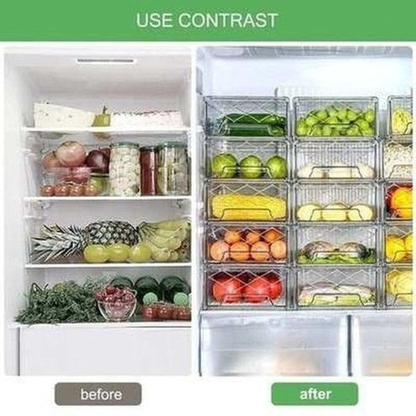 Refrigerator Drawer Organizer Bins with Pull-out Drawer