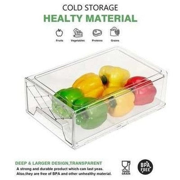 Refrigerator Drawer Organizer Bins with Pull-out Drawer