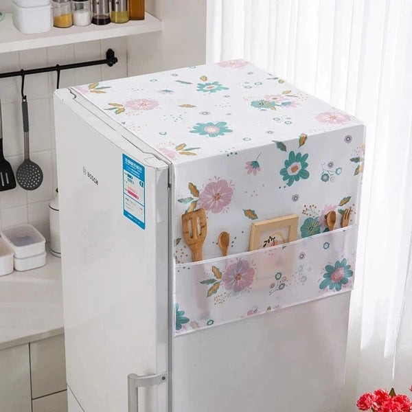 Refrigerator Dust Cover, PEVA Waterproof Print Foldable Storage Side