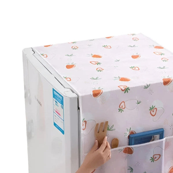 Refrigerator Dust Cover, PEVA Waterproof Print Foldable Storage Side