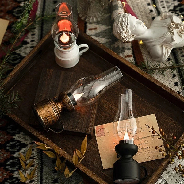 Retro Oil Lamp, Electric Flameless Candle Lamps, LED Novelty Lanterns