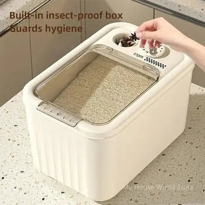 Rice Storage Box with Built-In Dispenser