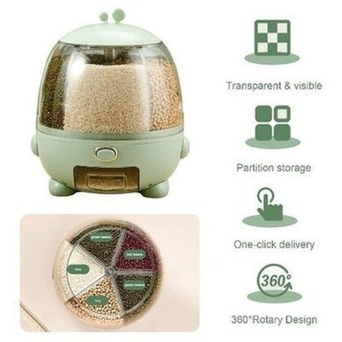 Cartoon Rotating Food Dispenser Rice Storage Container Rice Bucket Rice Storage Tank For Dry Food Fruit Storage Box. Food Storage. Type: Food Storage Containers.