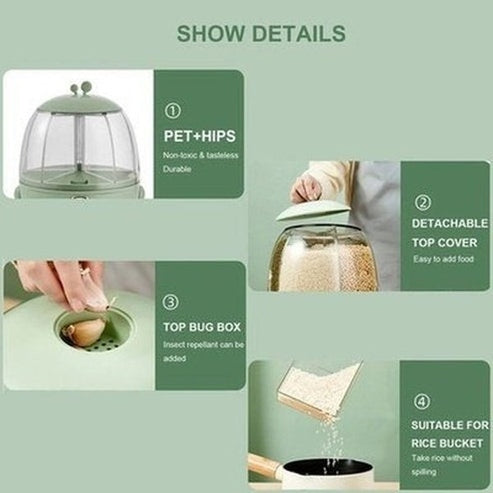 Cartoon Rotating Food Dispenser Rice Storage Container Rice Bucket Rice Storage Tank For Dry Food Fruit Storage Box. Food Storage. Type: Food Storage Containers.