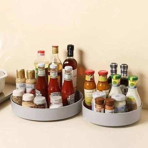 Rotating Kitchen Organizer Spice Tray - Non-slip Round Plate