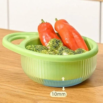 Double-Layer Vegetable & Fruit Strainer with Storage