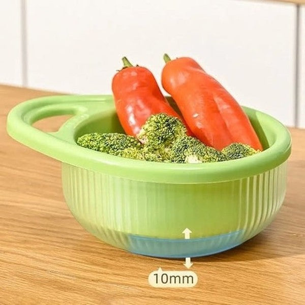 Double-Layer Vegetable & Fruit Strainer with Storage
