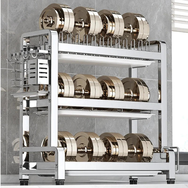 3-Tier Kitchen Dish Drying Rack with Utensil Holder