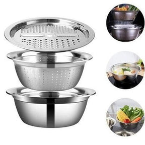 304 Stainless Steel Strainer Bowl with Cover Slicer