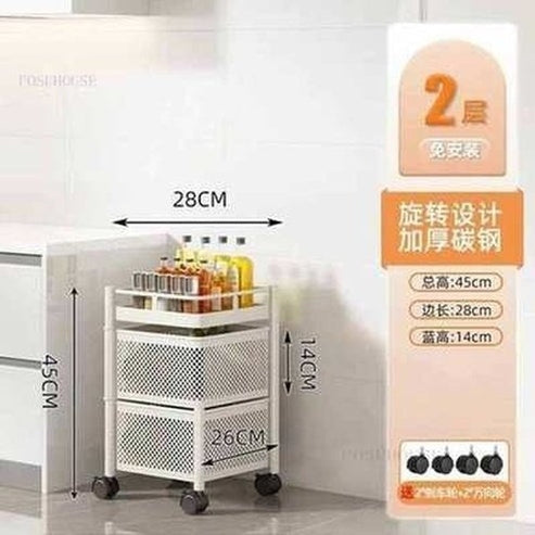 Multipurpose Rotating Kitchen Trolley with Wheels