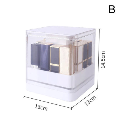 Grids Press Lift Lipstick Storage Box Press to Open Transparent Lip Glaze Holder