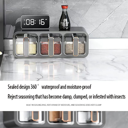 Wall-mounted Kitchen Salt Condiment Storage Box Seasoning Jar Set