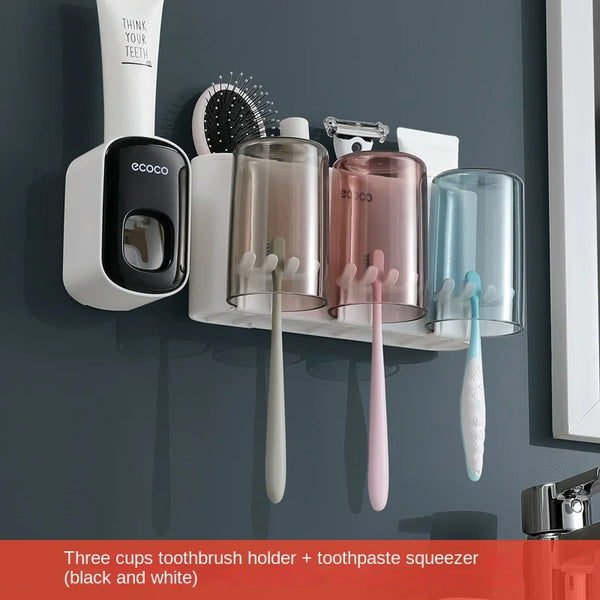 Toothbrush Cup Mouthwash Wall-mounted Bathroom Punch-free Wall-mounted Storage Rack