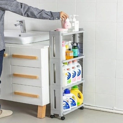 Bath Organizer Shelf Kitchen Storage Rack Shelves Rack with 4 Wheels Removable With Wheels Gap Holder