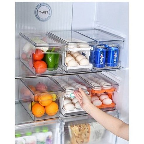 egg storage box large capacity 2 layers rolling type egg fresh keeping box refrigerator organizer stackable egg storage. food storage. type: food storage containers.