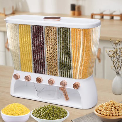 6-Grid Dry Food Dispenser with Press-Type Funnel Design