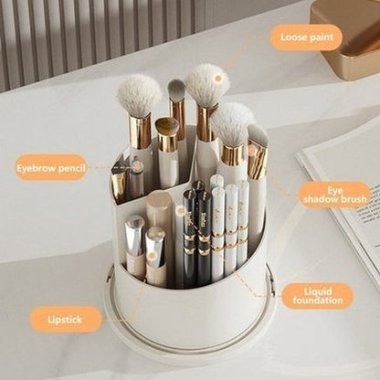 360° Rotating Makeup Brush Holder with Lid Luxury Cosmetic Organizer Lipstick Eyebrow Pencil Eyeshadow Storage Box. Storage & Organization: Household Storage Containers