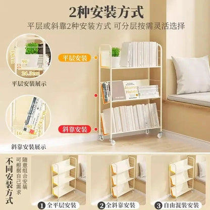 Bookshelves, Floor-to-Ceiling Mobile Carts, Simple Multi-layer Wrought Iron Cabinets