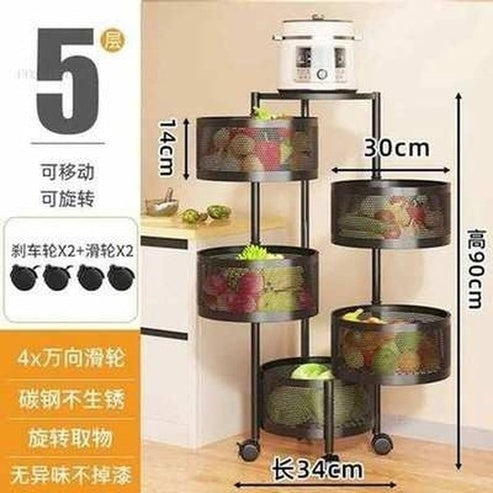 Multipurpose Rotating Kitchen Trolley with Wheels