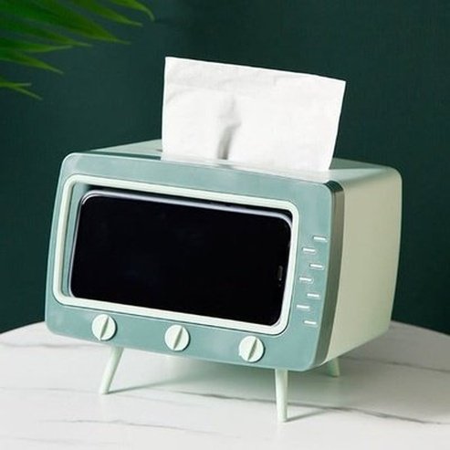 Original TV Tissue Box Paper Holder Dispenser Napkin Organizer Box with Mobile Phone Holder for Car Home Room. Bathroom Accessories. Type: Facial Tissue Holders