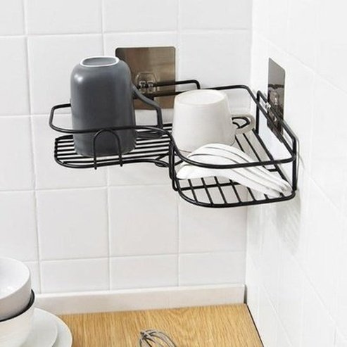 Wall-Mounted Metal Corner Bathroom Storage Rack