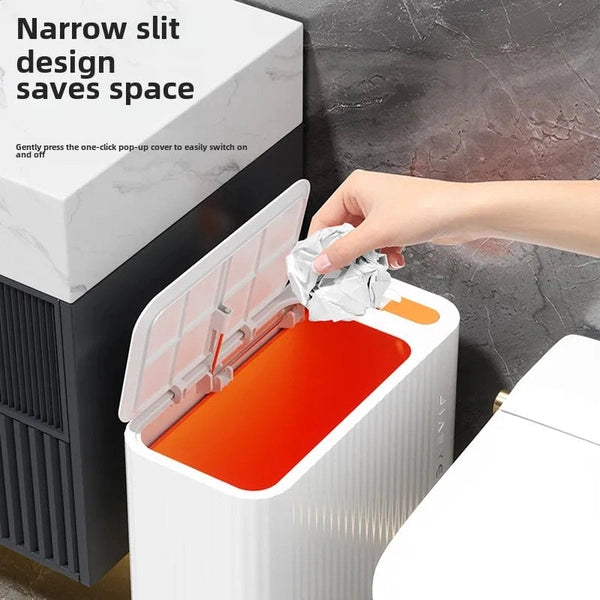 Nordic Multi-functional Trash Can, Covered Slim Trash Can with One-Touch Lid for Bathroom
