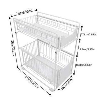 Sliding Storage Drawer 2 Tier Multifunctional Basket