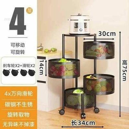 Multipurpose Rotating Kitchen Trolley with Wheels