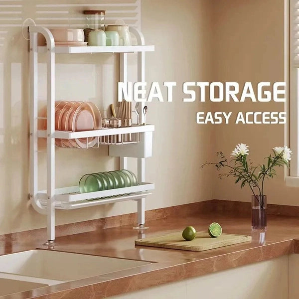 Wall-Mounted 3-Tier Dish Drying Rack