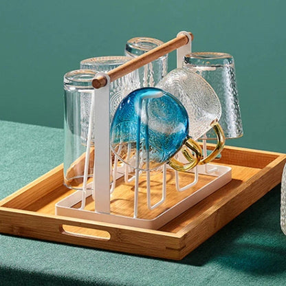 Bottle Cup Hanging Drying Rack Water Organizer Drinking Glass Containers with Ends Hooks